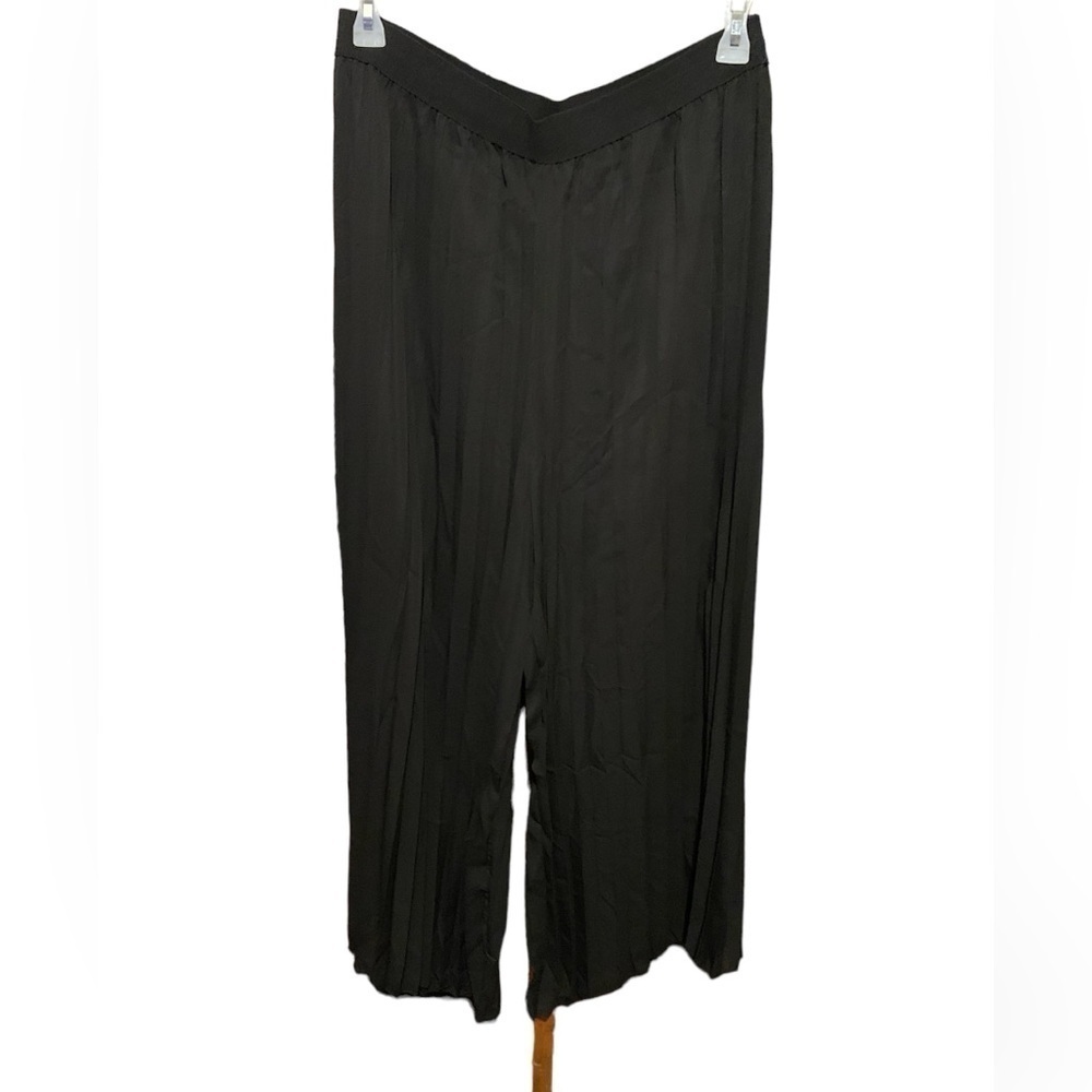 NWOT 3X Shein Black elastic waist wide leg pleated pants - Picture 2 of 4
